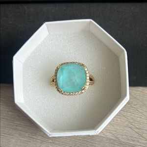 BP Resort Wear Elegant Gold and Aquamarine Ring Sz 9